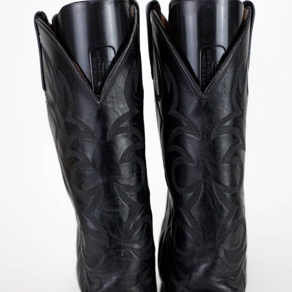 El Dorado Handmade Boot Men's Black Leather Western Cowboy Boots Size 10.5 - Picture 13 of 16